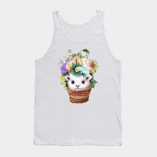 A cute baby alpaca in a flower basket Tank Top